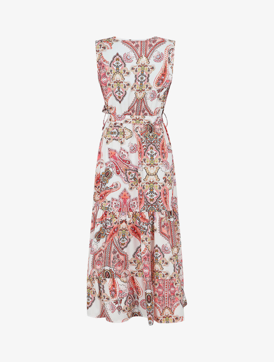 Robe longue évasée imprimé cachemire stylisé - Rose pâle - 2