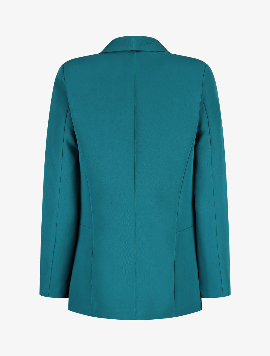 Blazer long à col châle - Bleu canard - 2