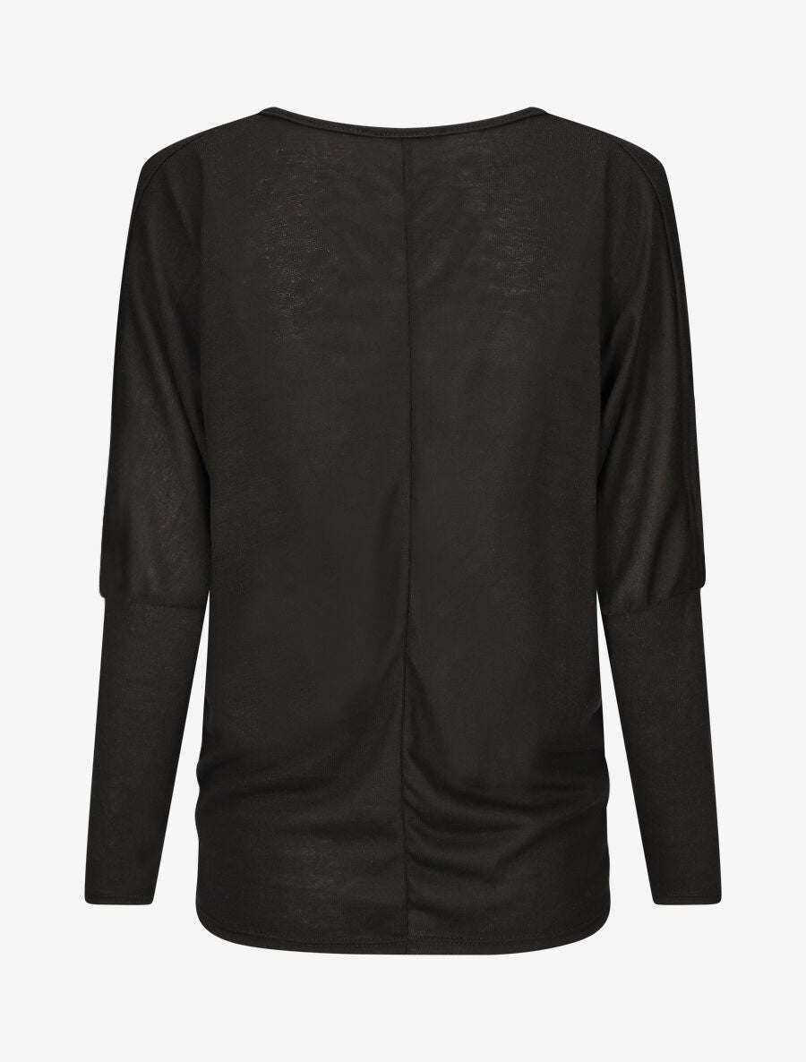 Pull ample à motif plumes irisées - Noir - 2
