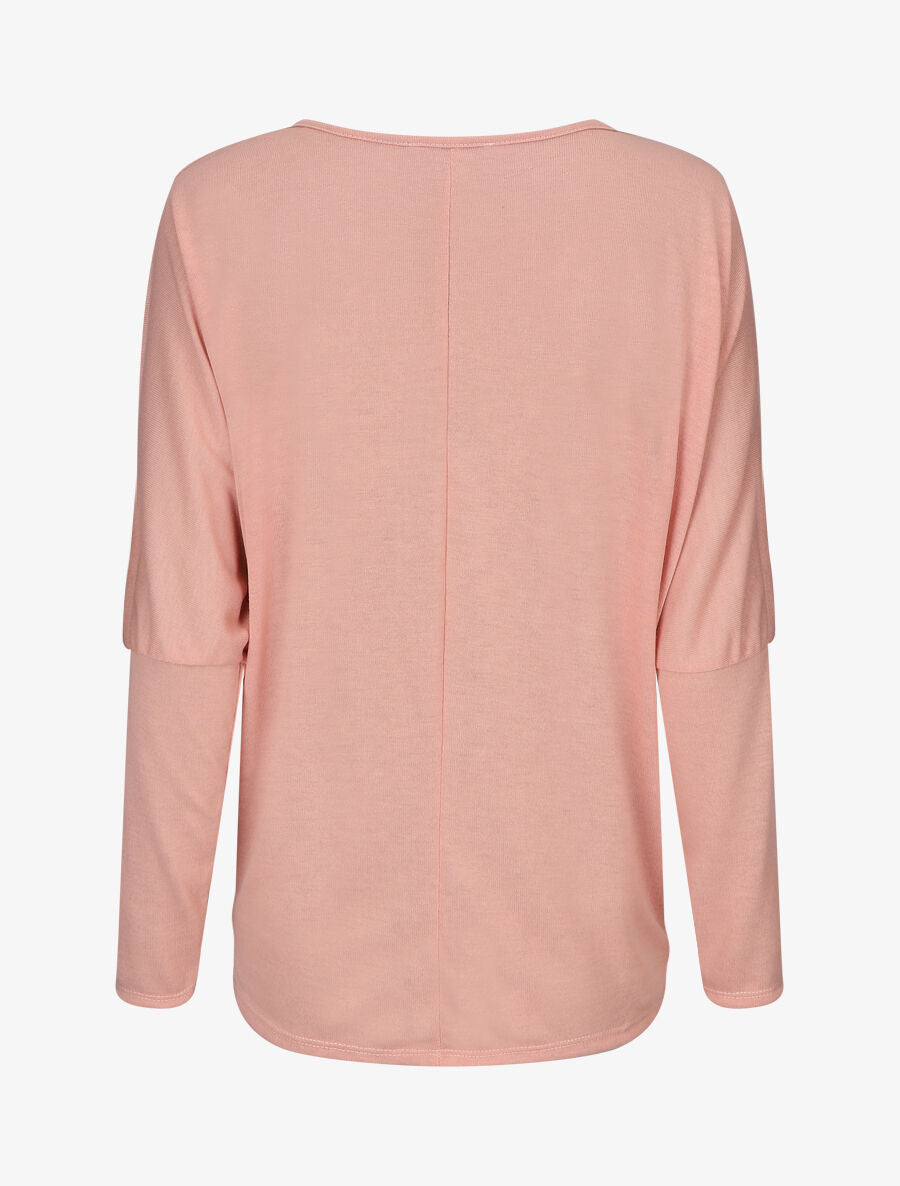 Pull ample à motif plumes irisées - Rose - 2