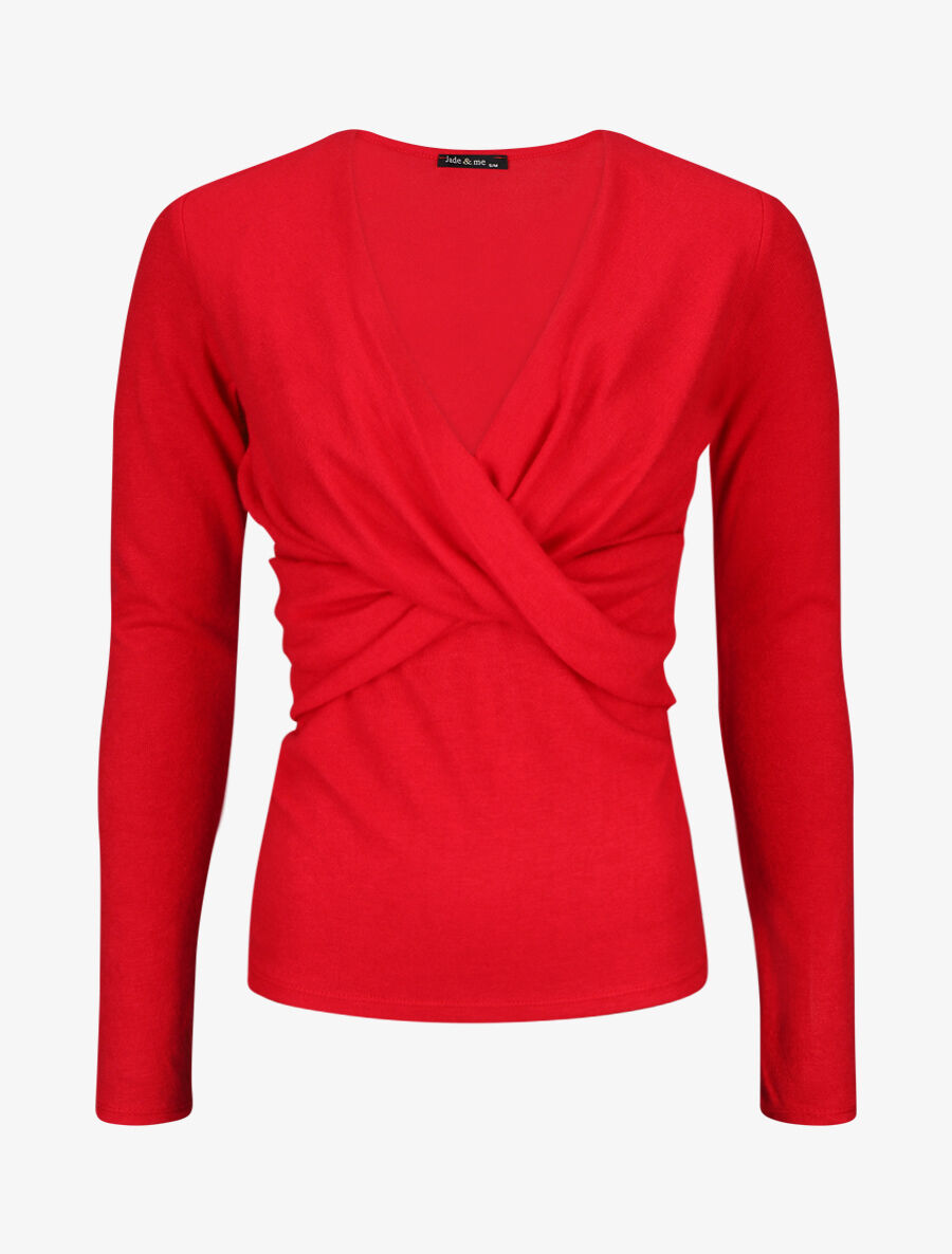 Pull droit cache-coeur - Rouge - 1