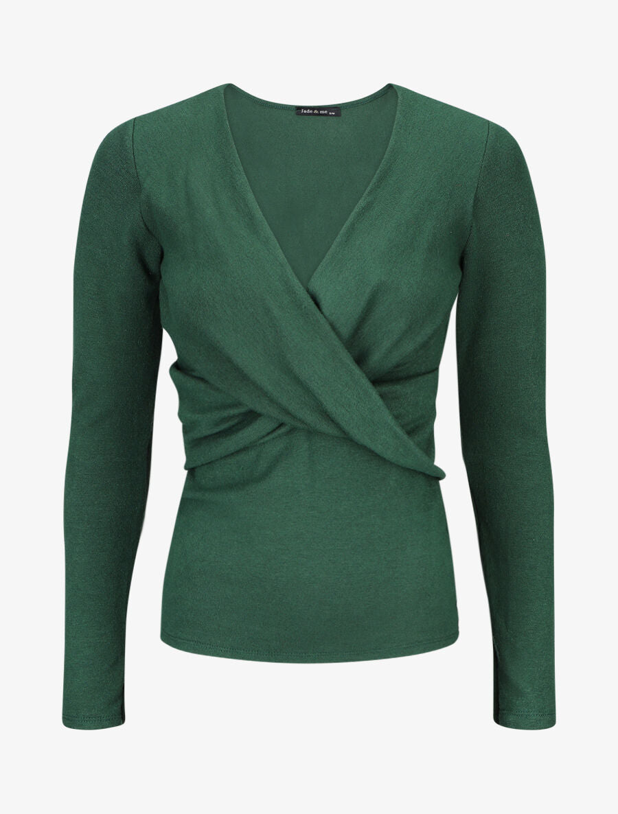 Pull droit cache-coeur - Vert sapin - 1
