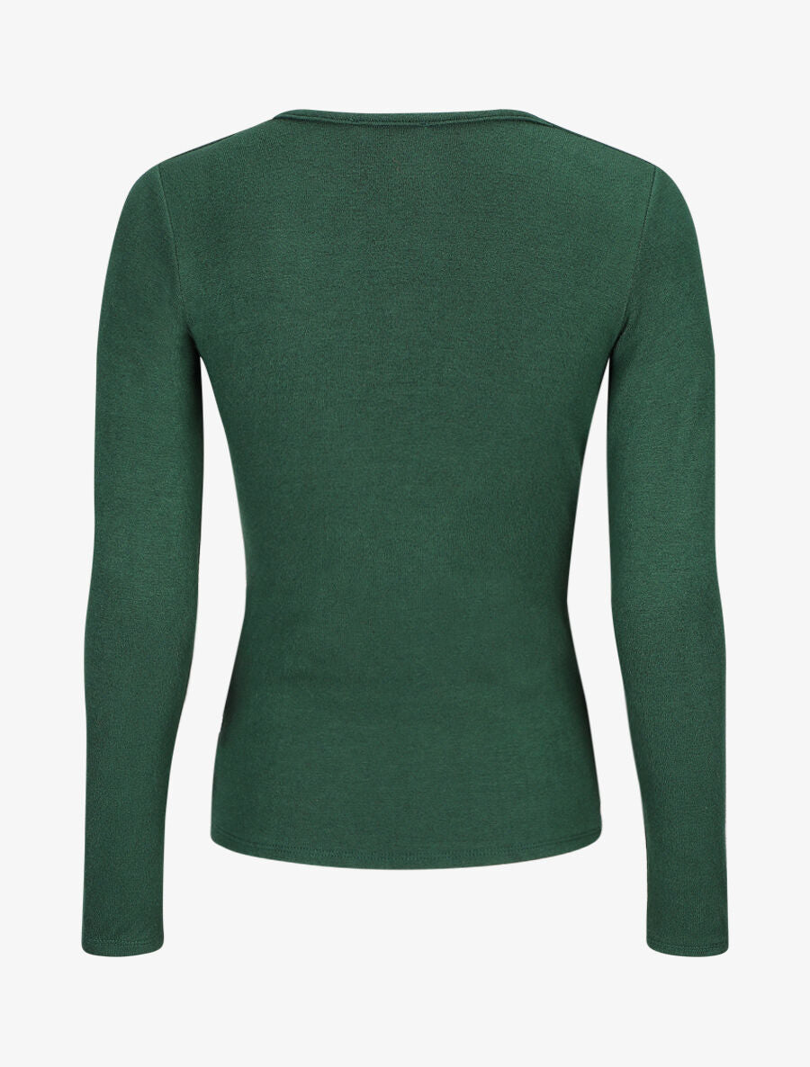 Pull droit cache-coeur - Vert sapin - 2