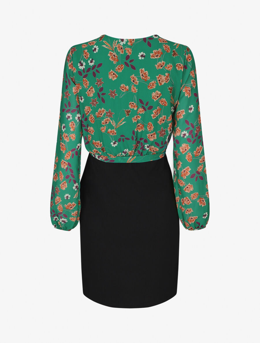 Robe fourreau à buste imprimé petites fleurs - Vert - 2