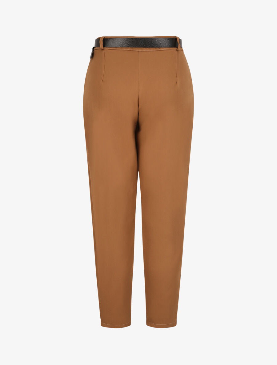 Pantalon dad uni taille standard - Camel - 2
