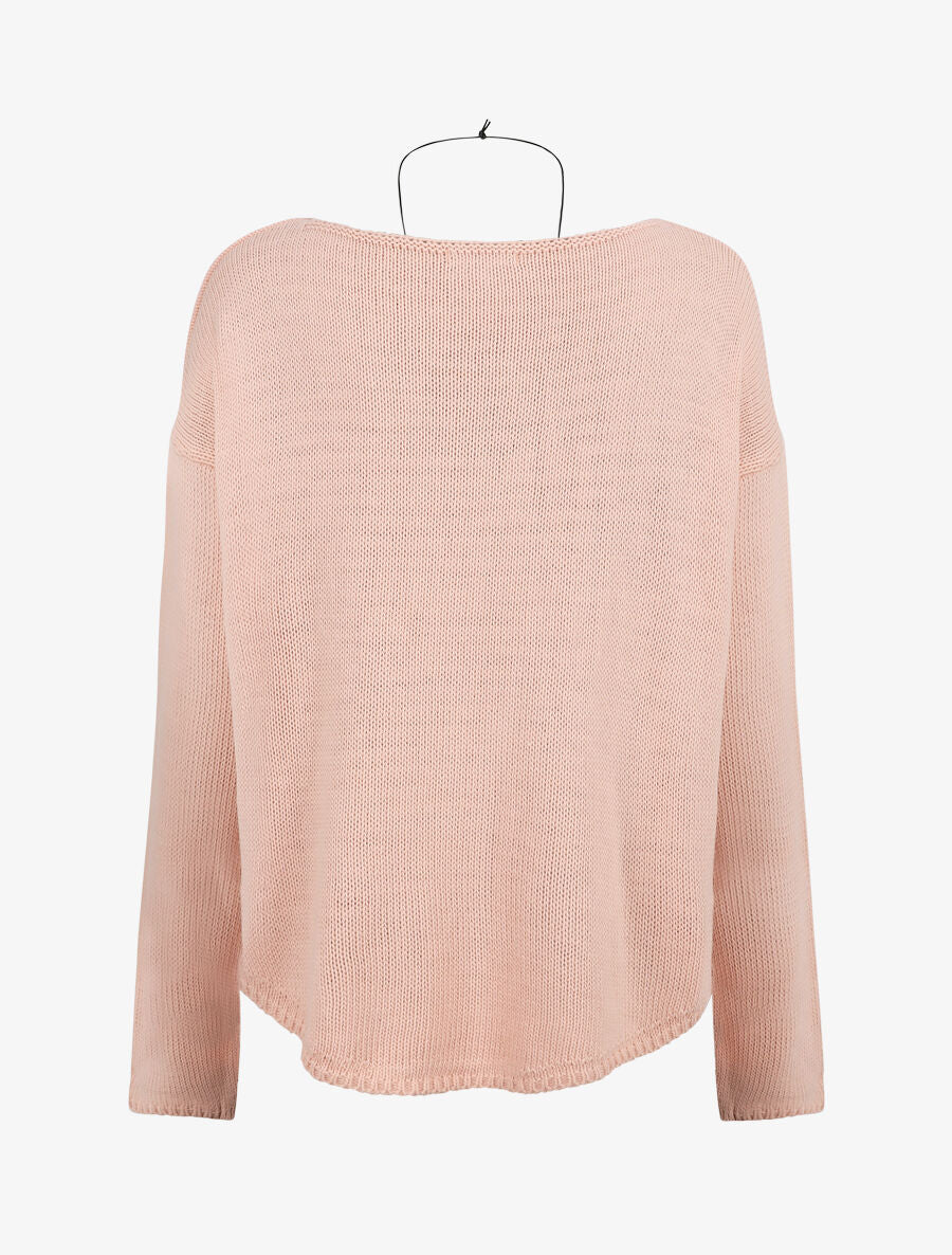 Pull uni col bateau - Rose - 2