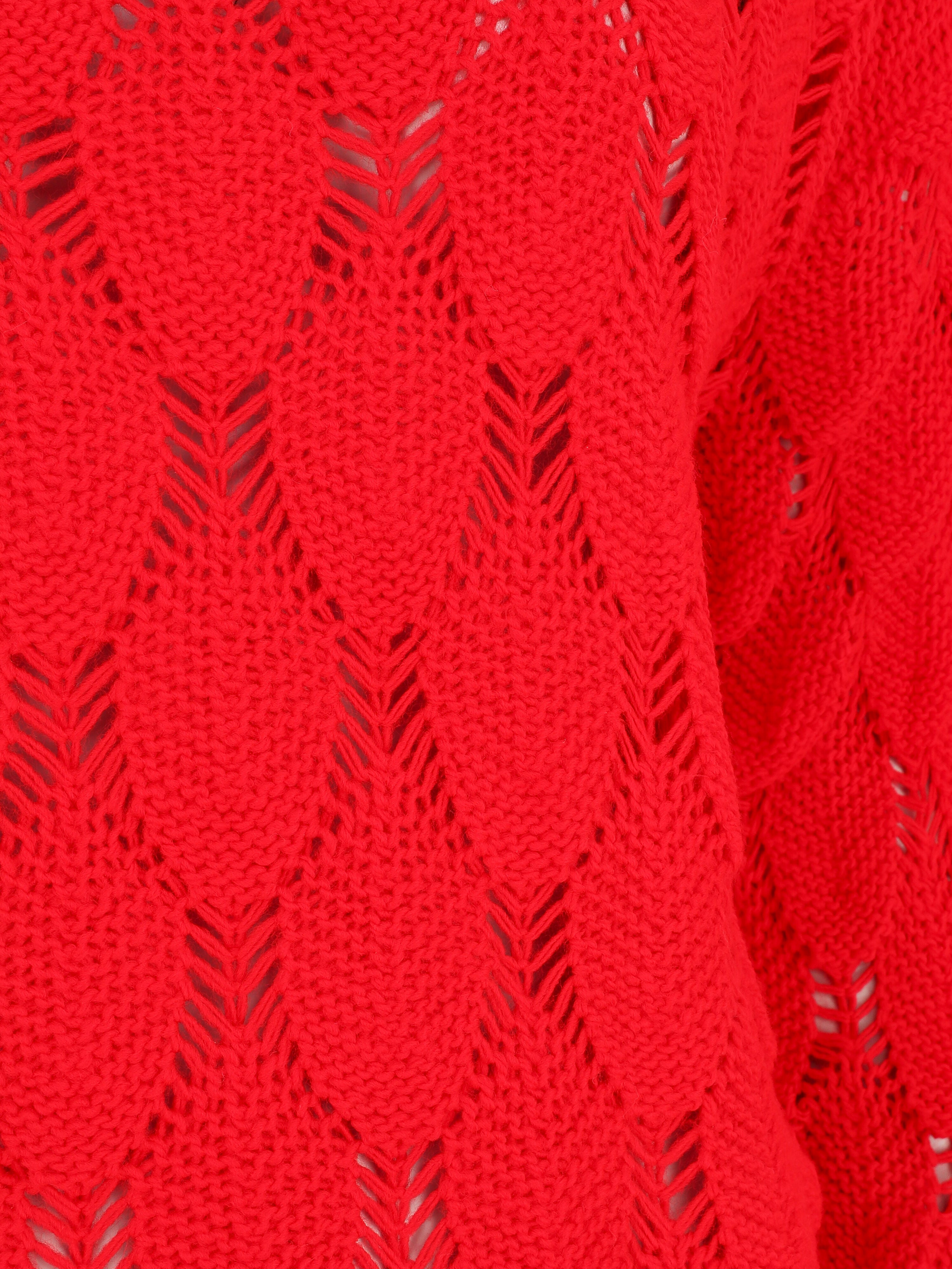Pull en maille effet écaille - Rouge - 3