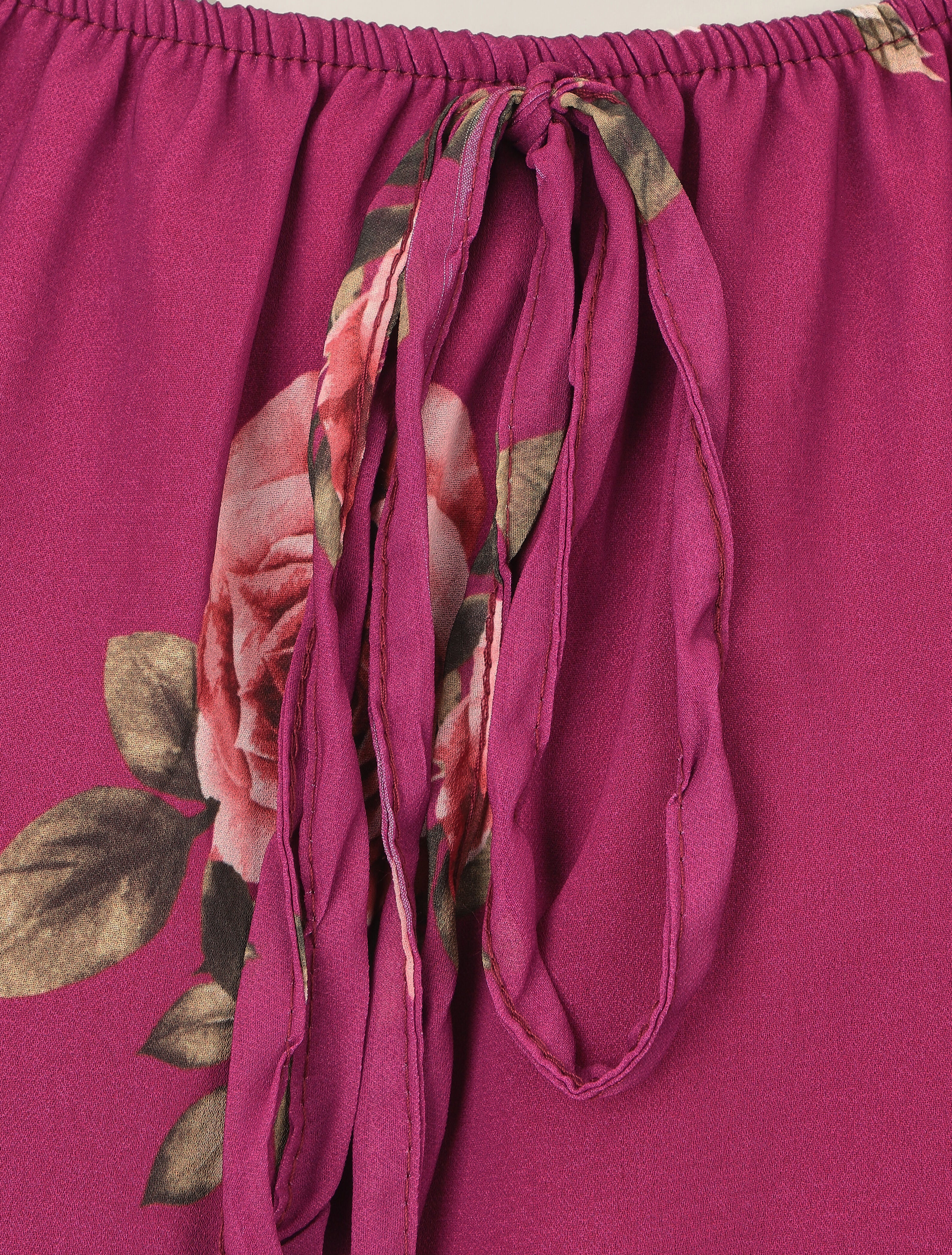 Blouse imprimé grandes fleurs à manches transparentes - Mauve - 3