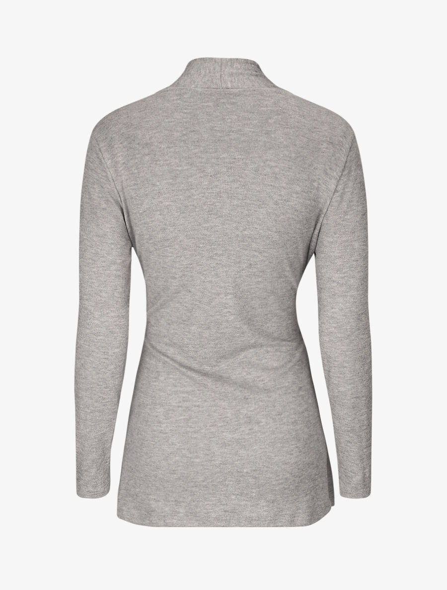 Gilet mi-long uni et ceinturé - Gris - 2
