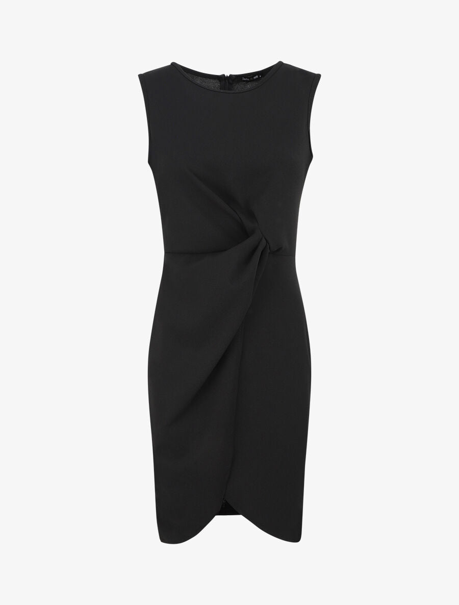 Robe coupe droite effet drapé - Noir - 1