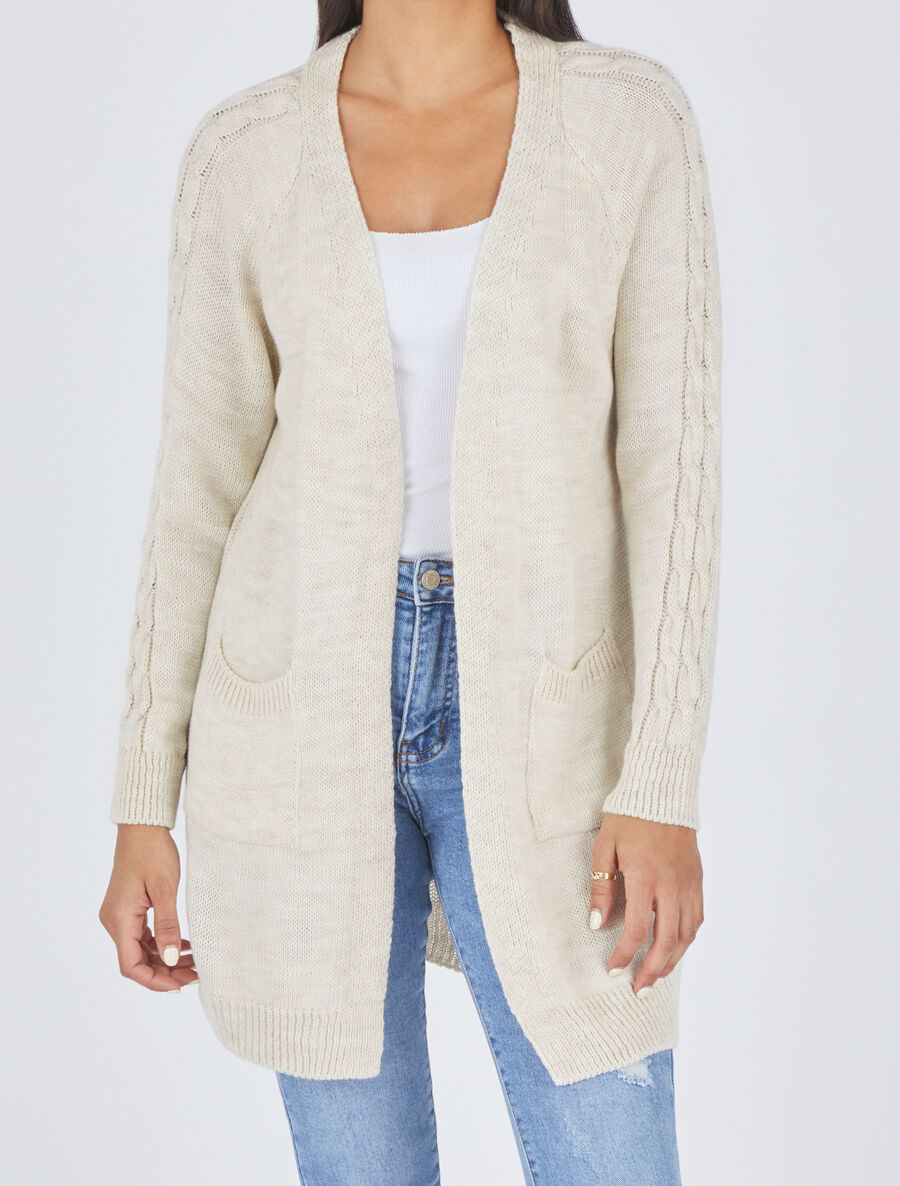 Gilet mi-long à poches plaquées - Beige - 4
