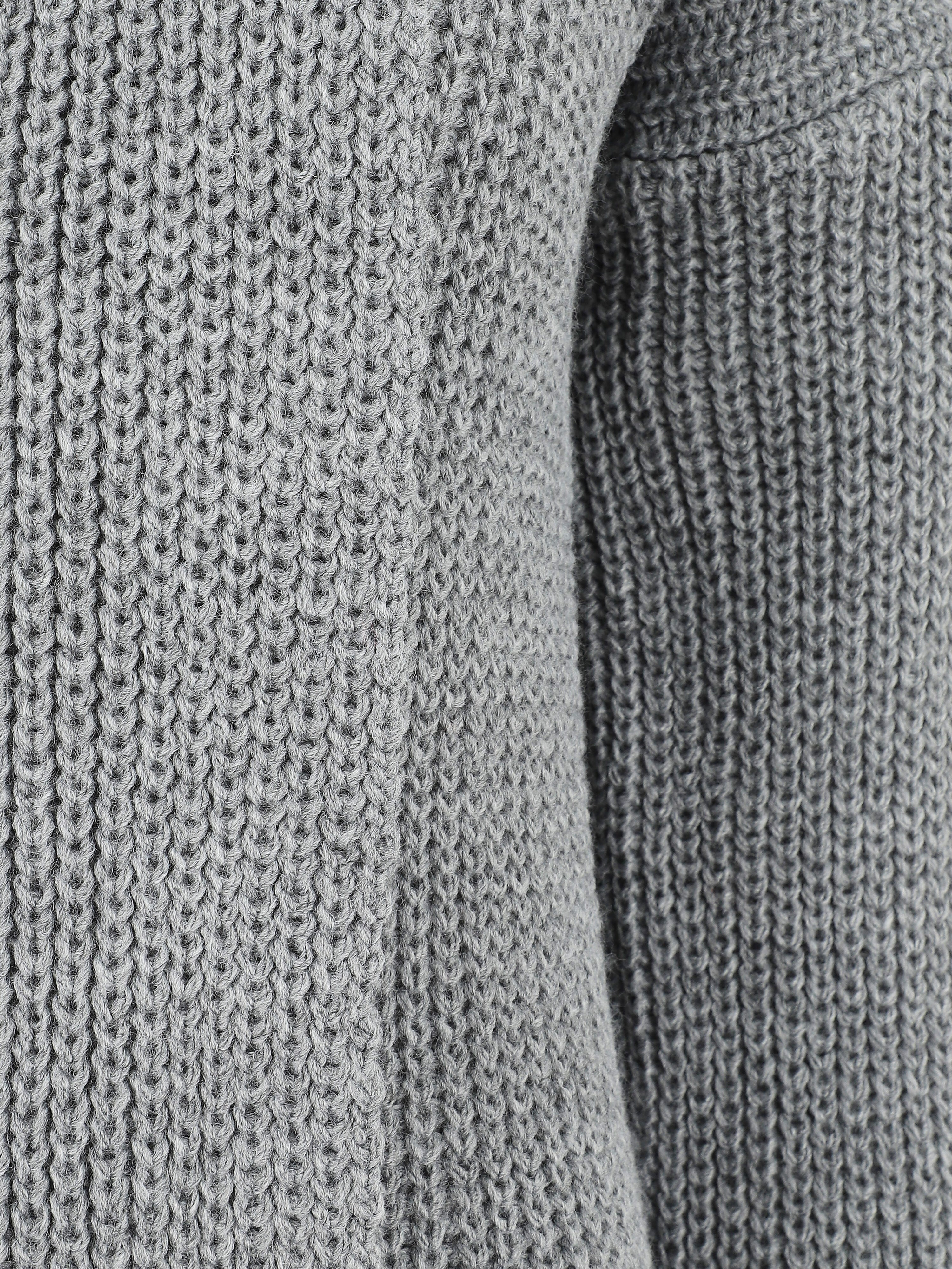Gilet long ouvert à col rabat - Gris - 3