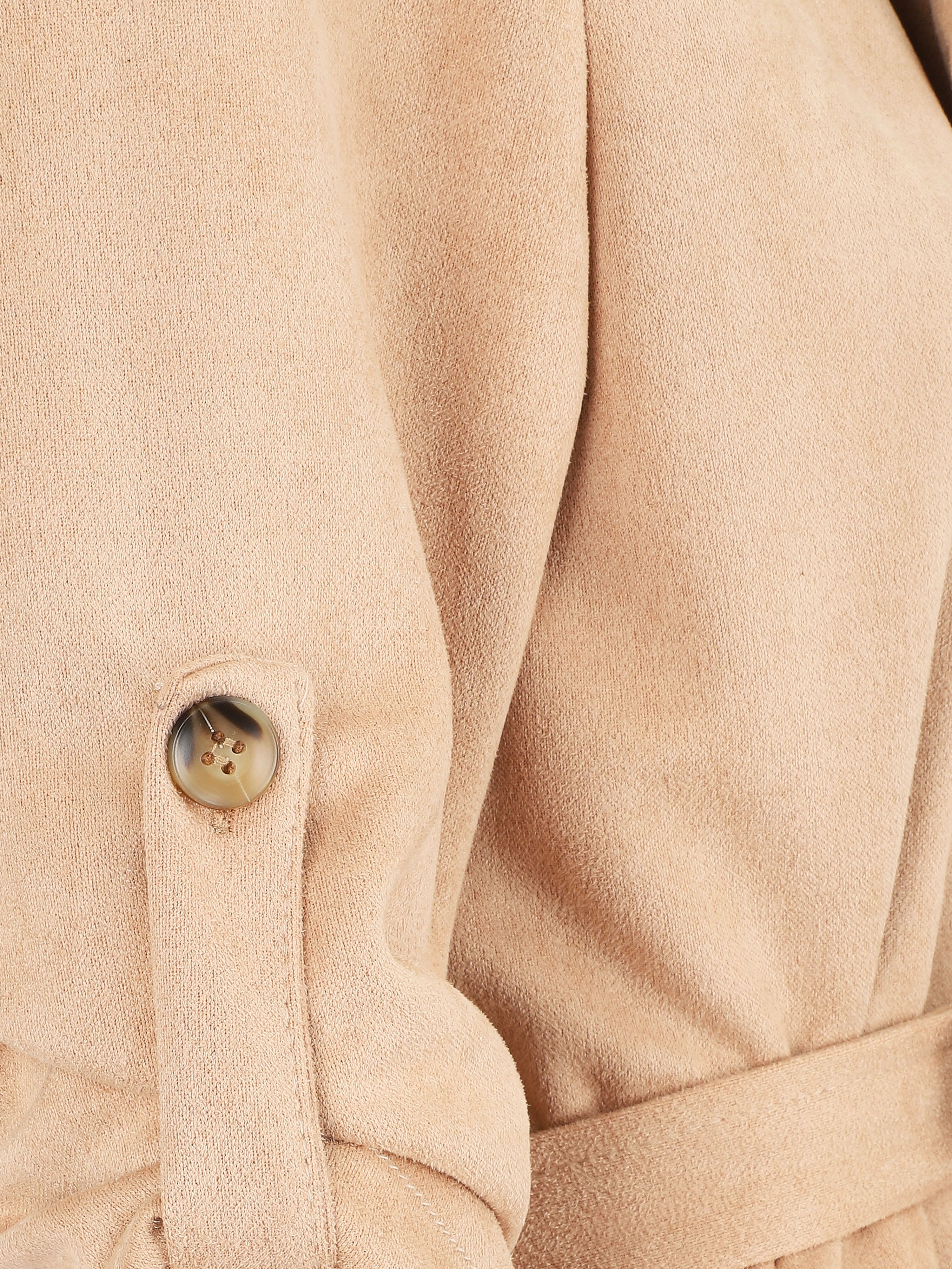 Trench en suédine à manches rabattables - Beige - 3