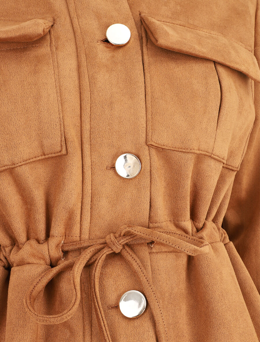 Veste en suédine à poches à rabat - Camel - 3