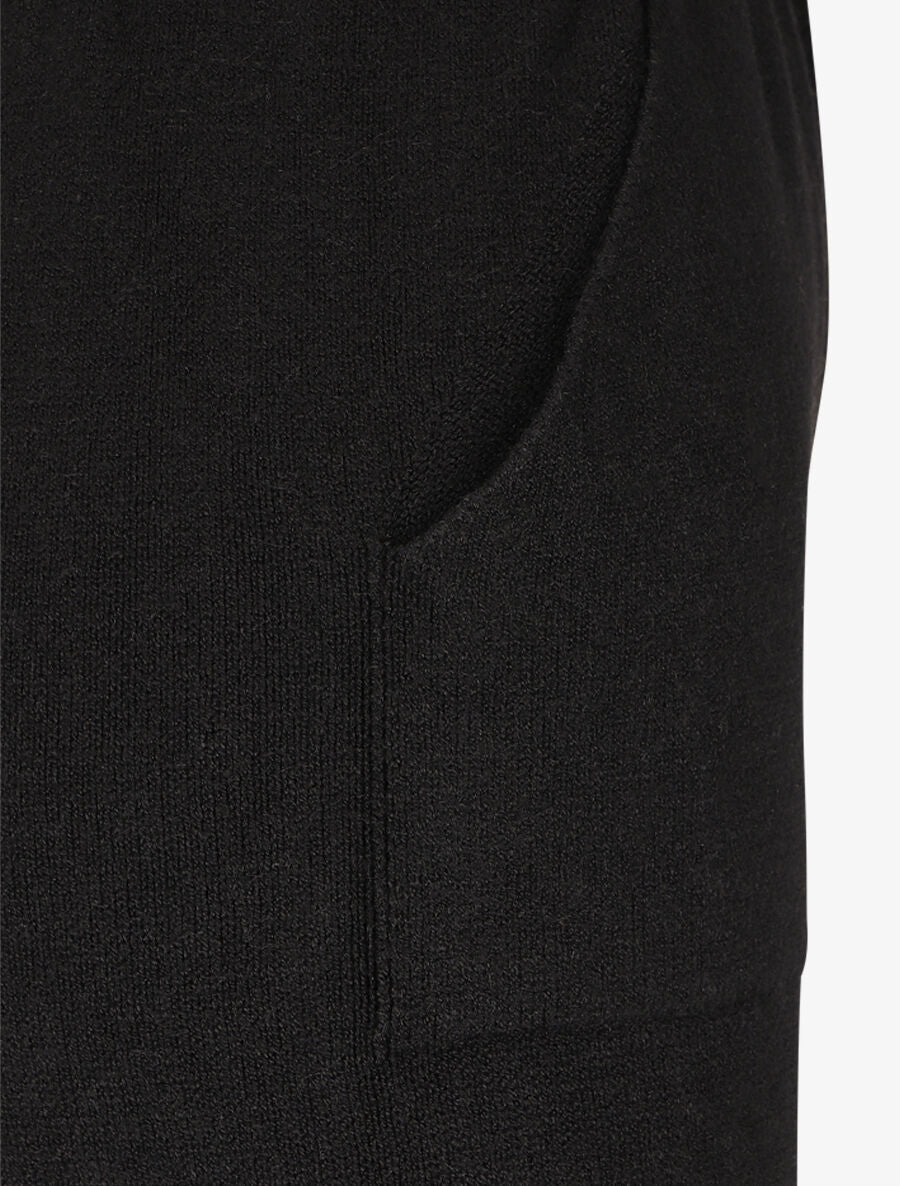 Pantalon uni en maille - Noir - 3