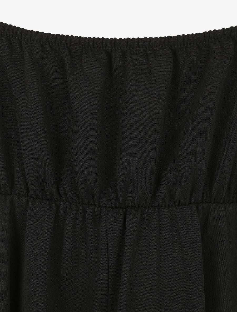 Robe empire mi-longue à double bretelles - Noir - 3