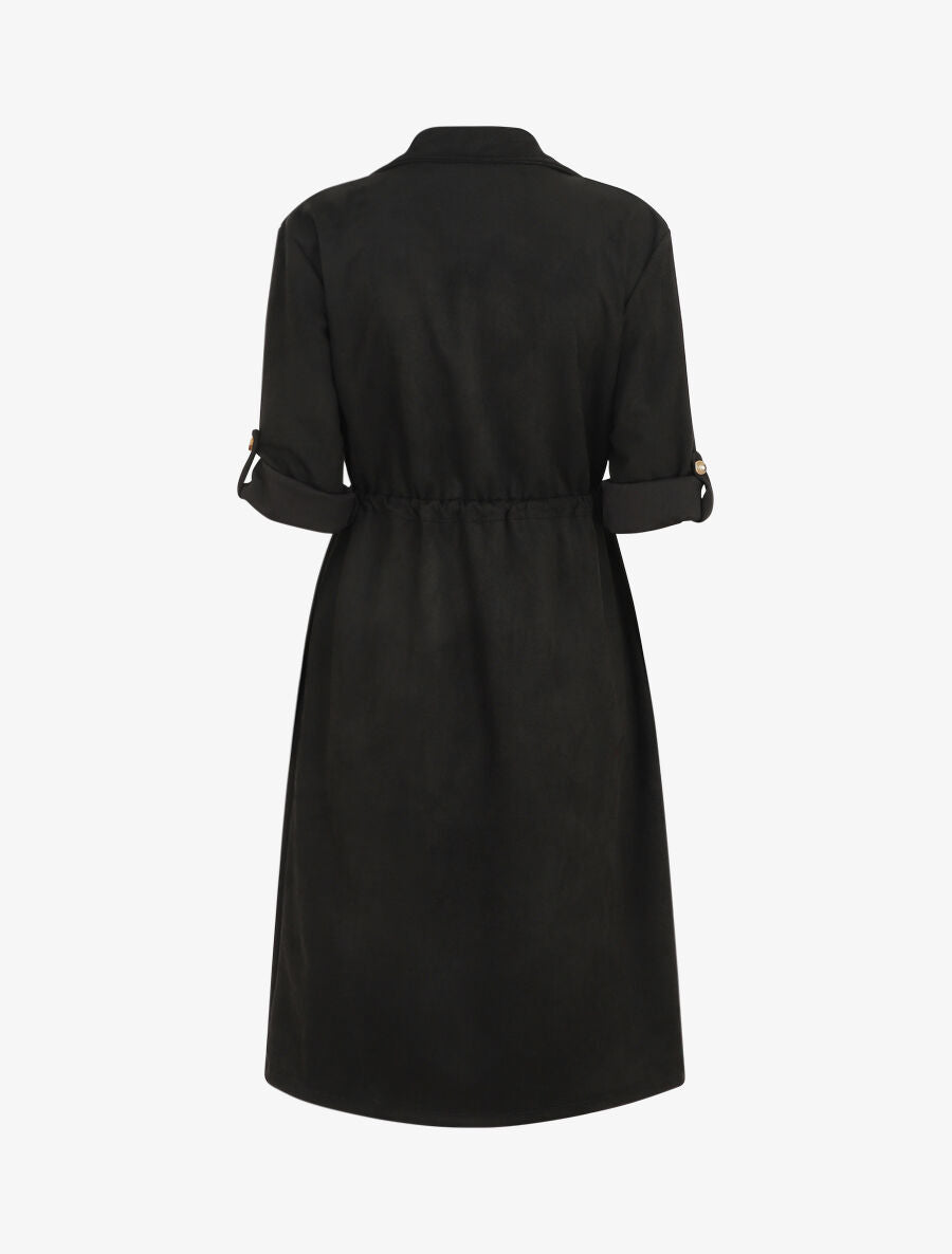 Trench oversize mi-long en suédine - Noir - 2