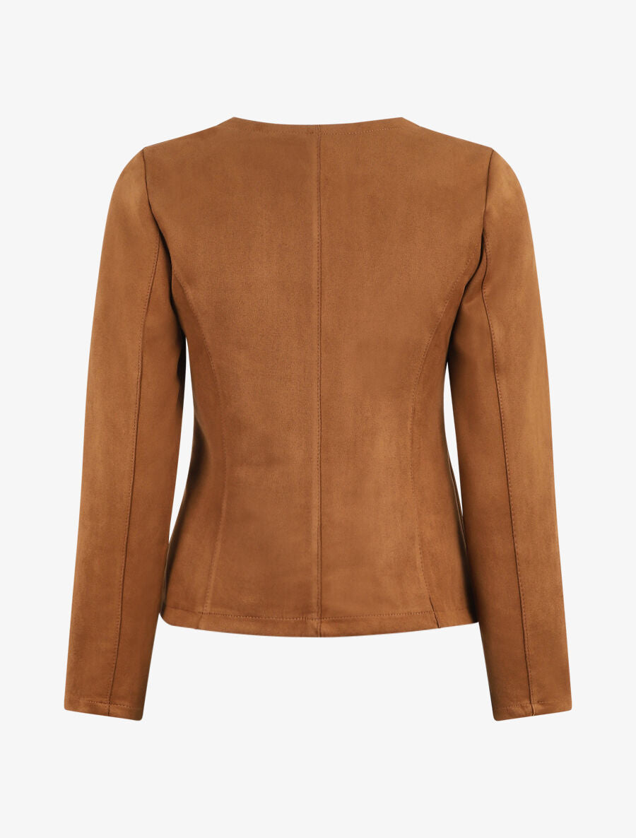 Veste ouverte en suédine - Marron - 2