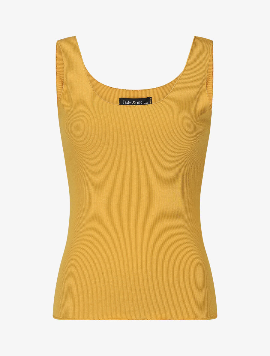 Débardeur uni coupe ajustée - Jaune moutarde - 1