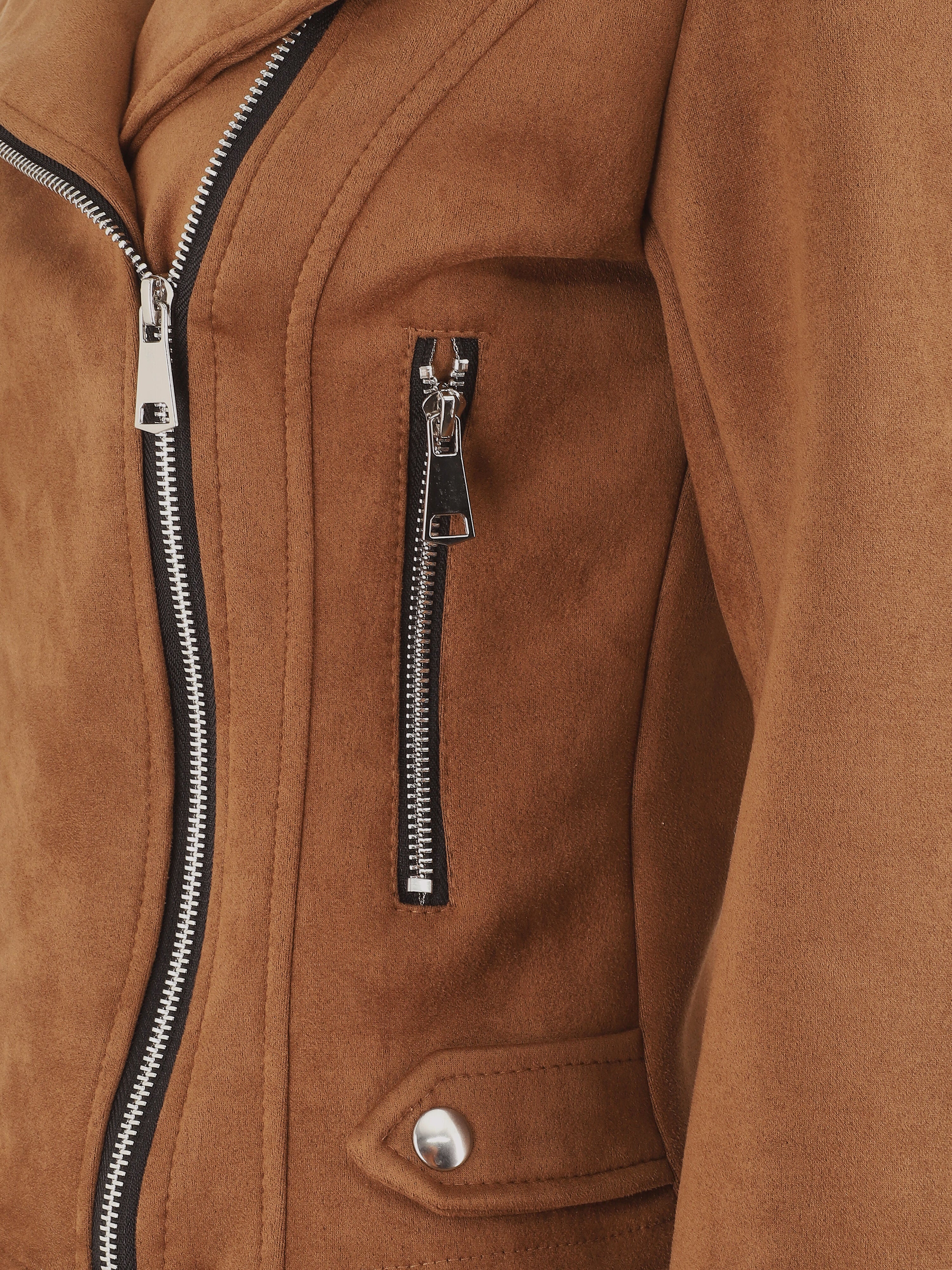 Veste en suédine style perfecto - Marron - 3