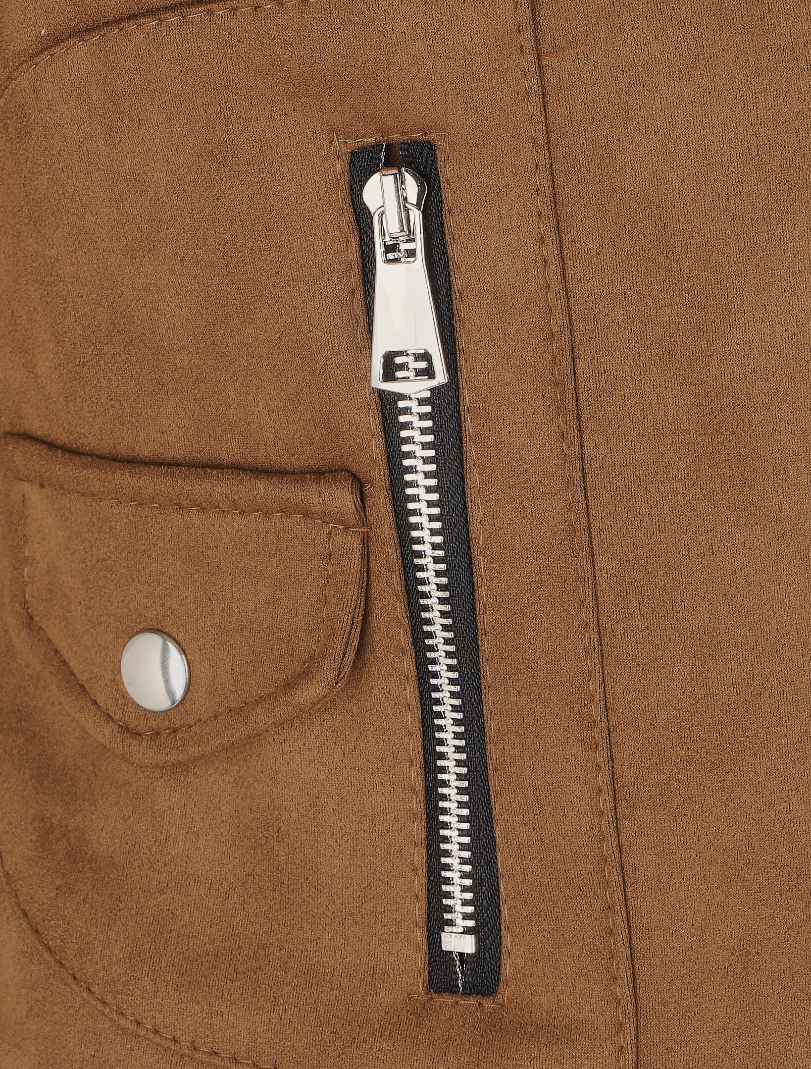 Veste style perfecto zippée en suédine - Café - 3