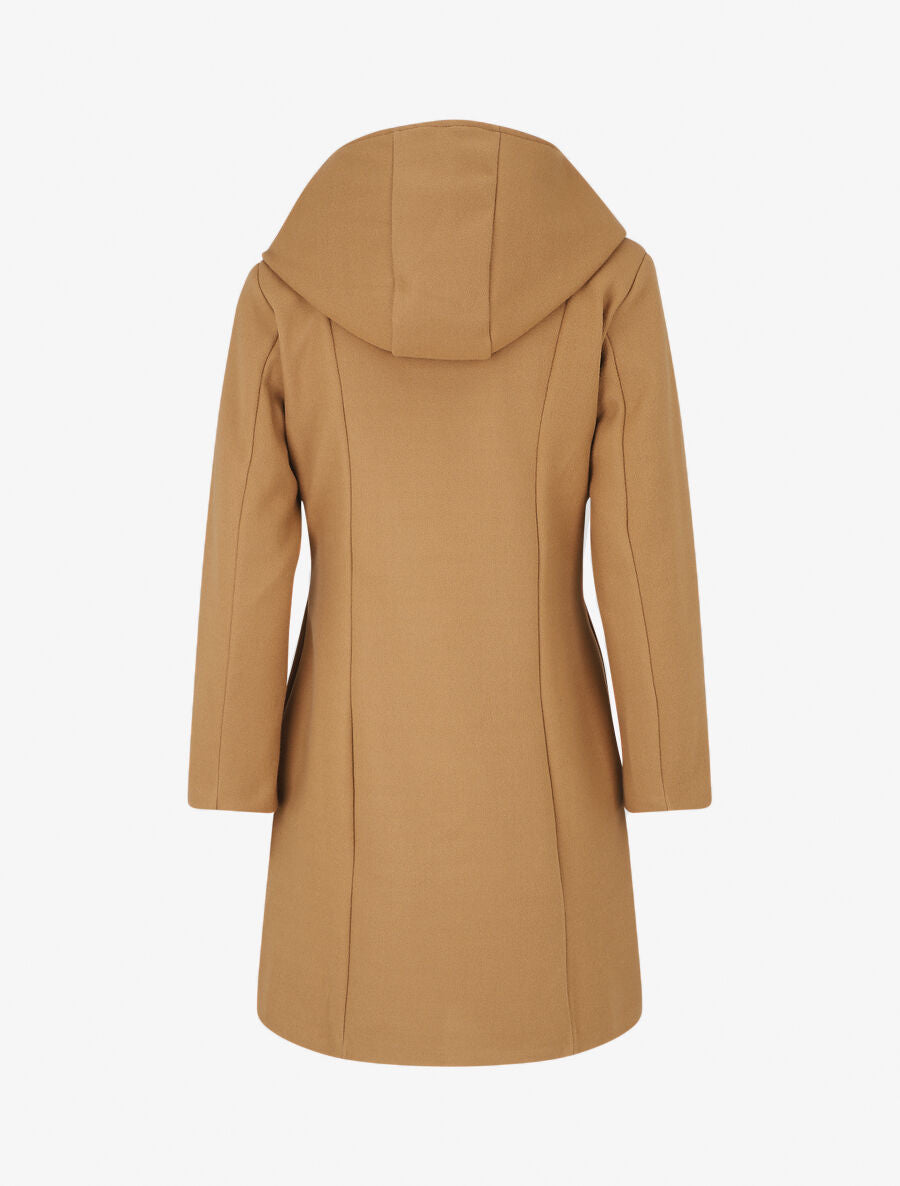 Manteau long zippé à capuche - Camel - 2