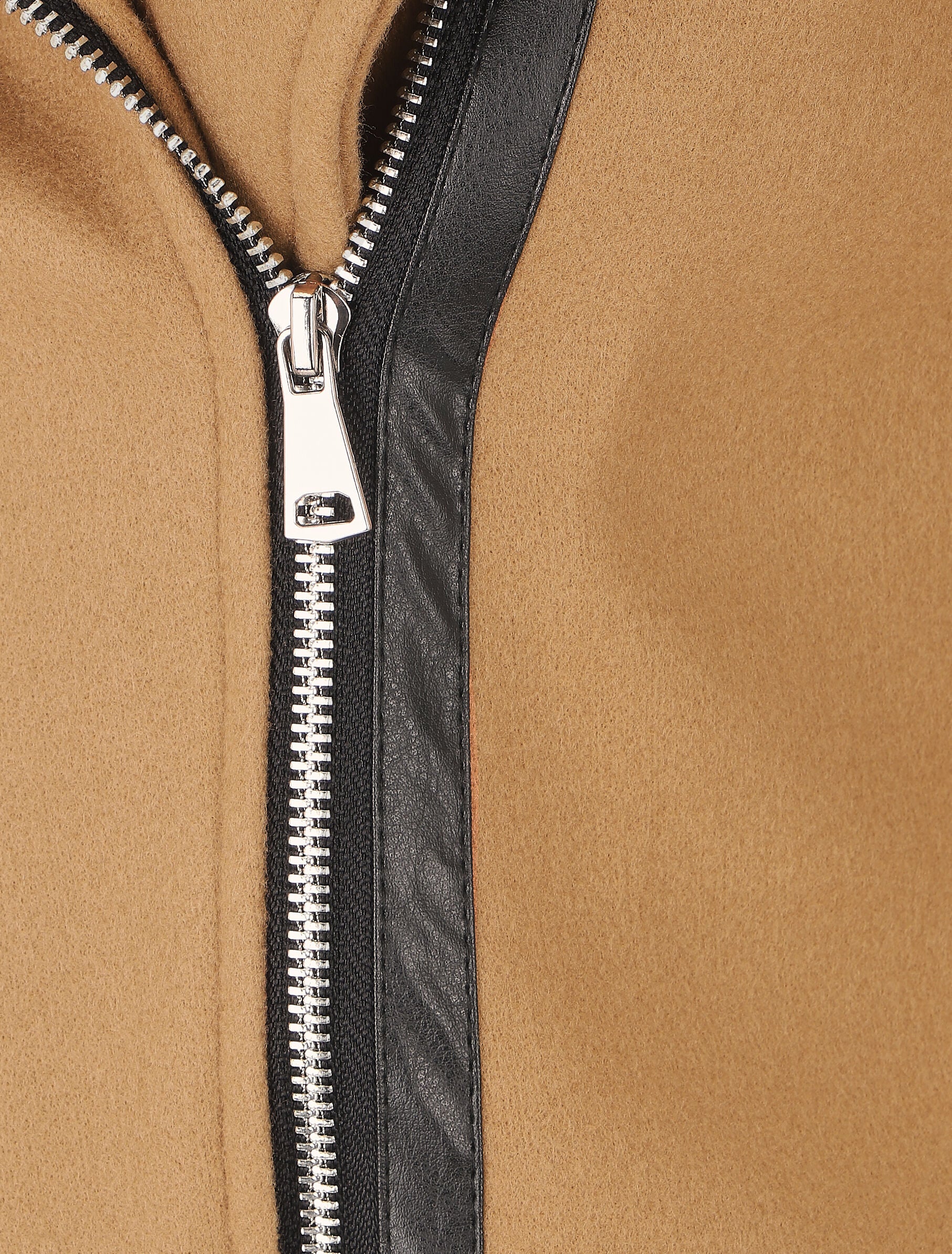 Manteau long zippé à capuche - Camel - 3