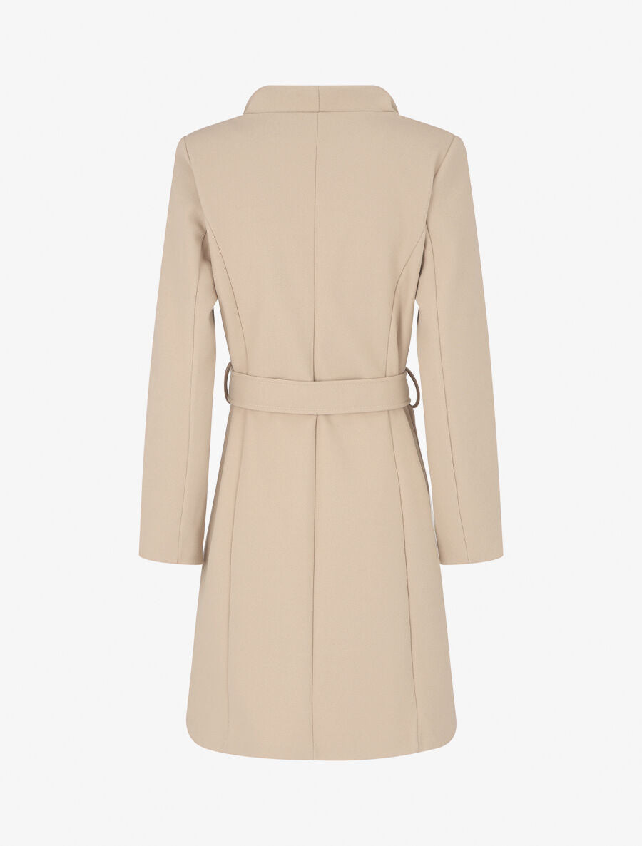 Manteau long col montant - Beige - 2