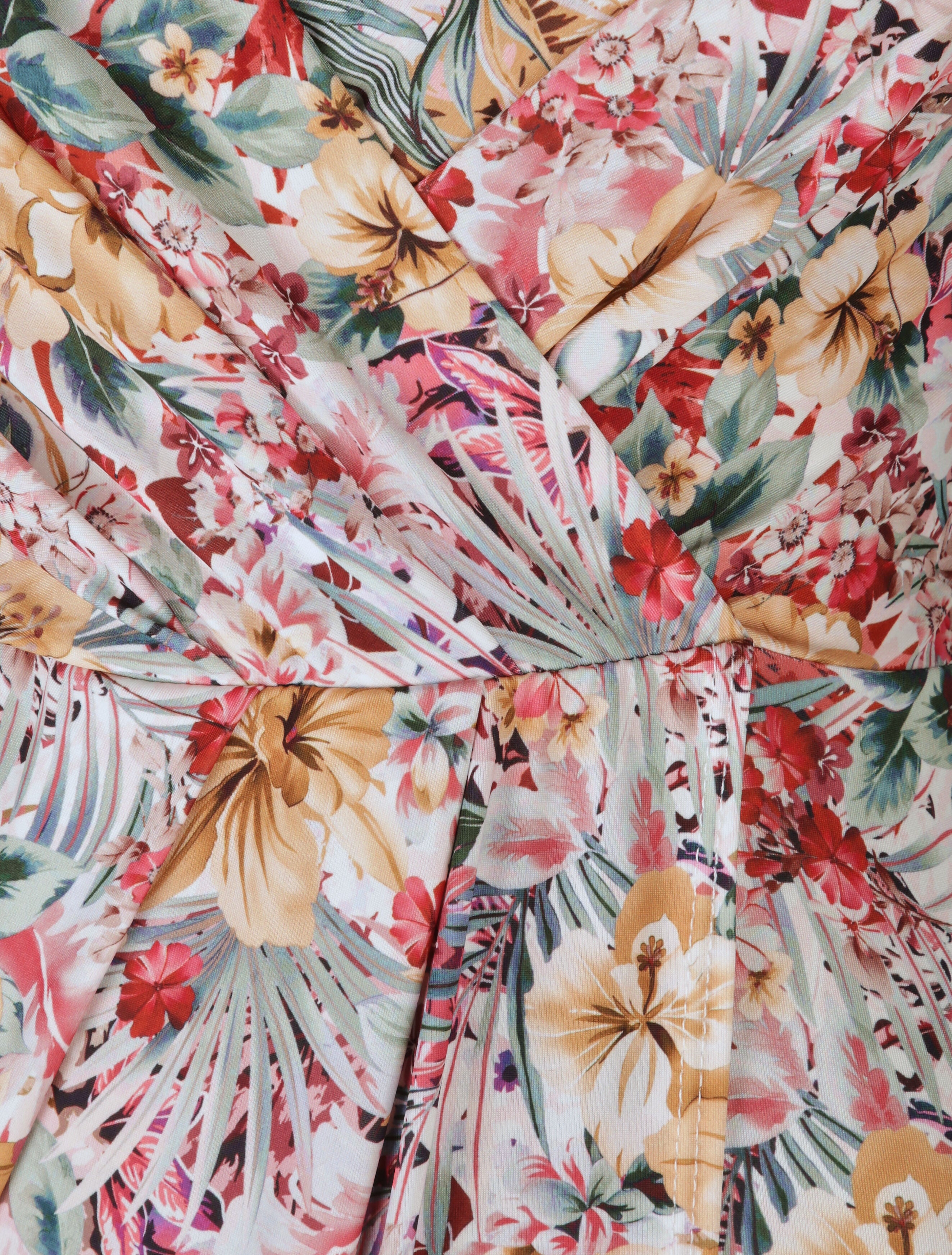Robe style portefeuille à imprimé fleurs tropicales - Rouge - 3