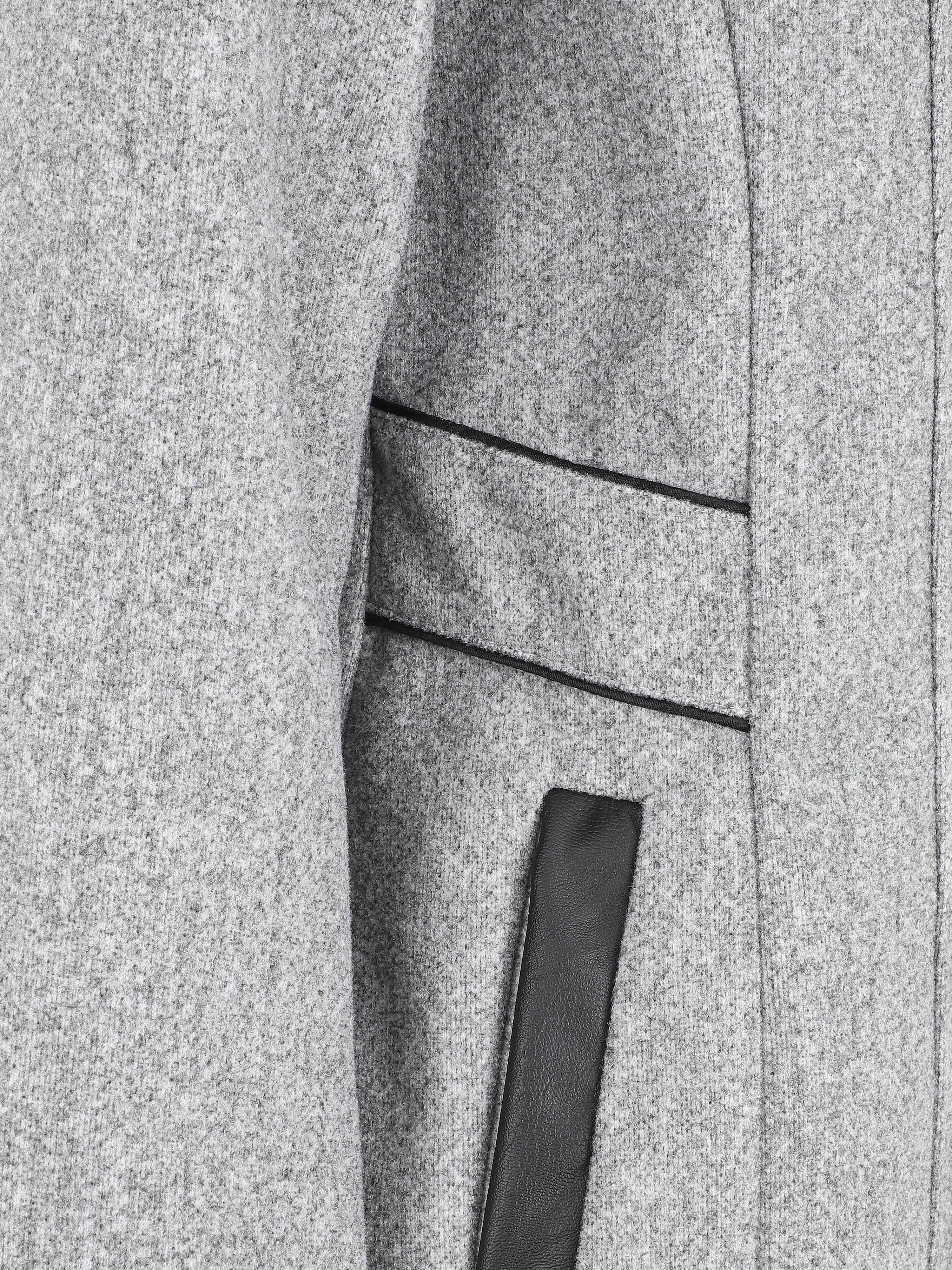 Manteau mi-long à capuche et zip - Gris - 3