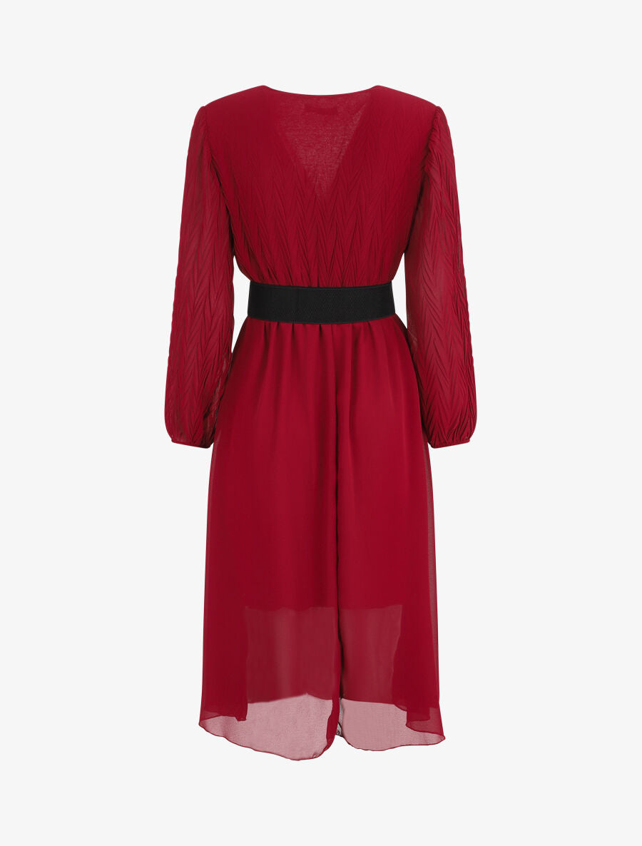 Robe longue à buste plissé - Bordeaux - 2