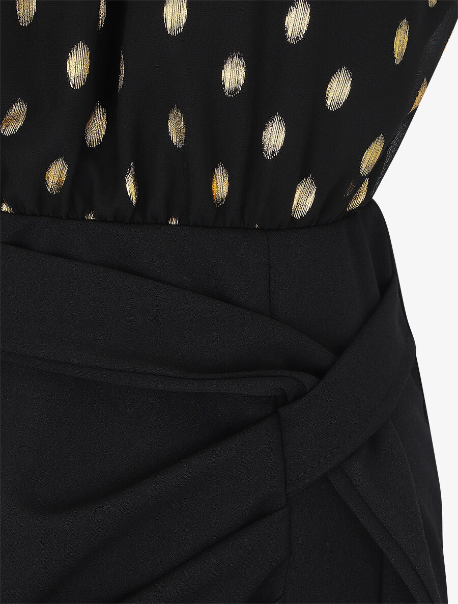 Robe fourreau à pois irisés - Noir - 3