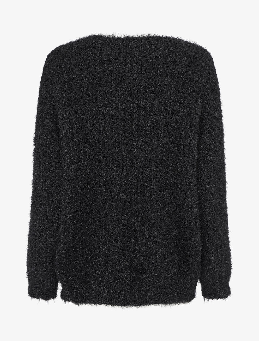 Pull uni duveteux - Noir - 2