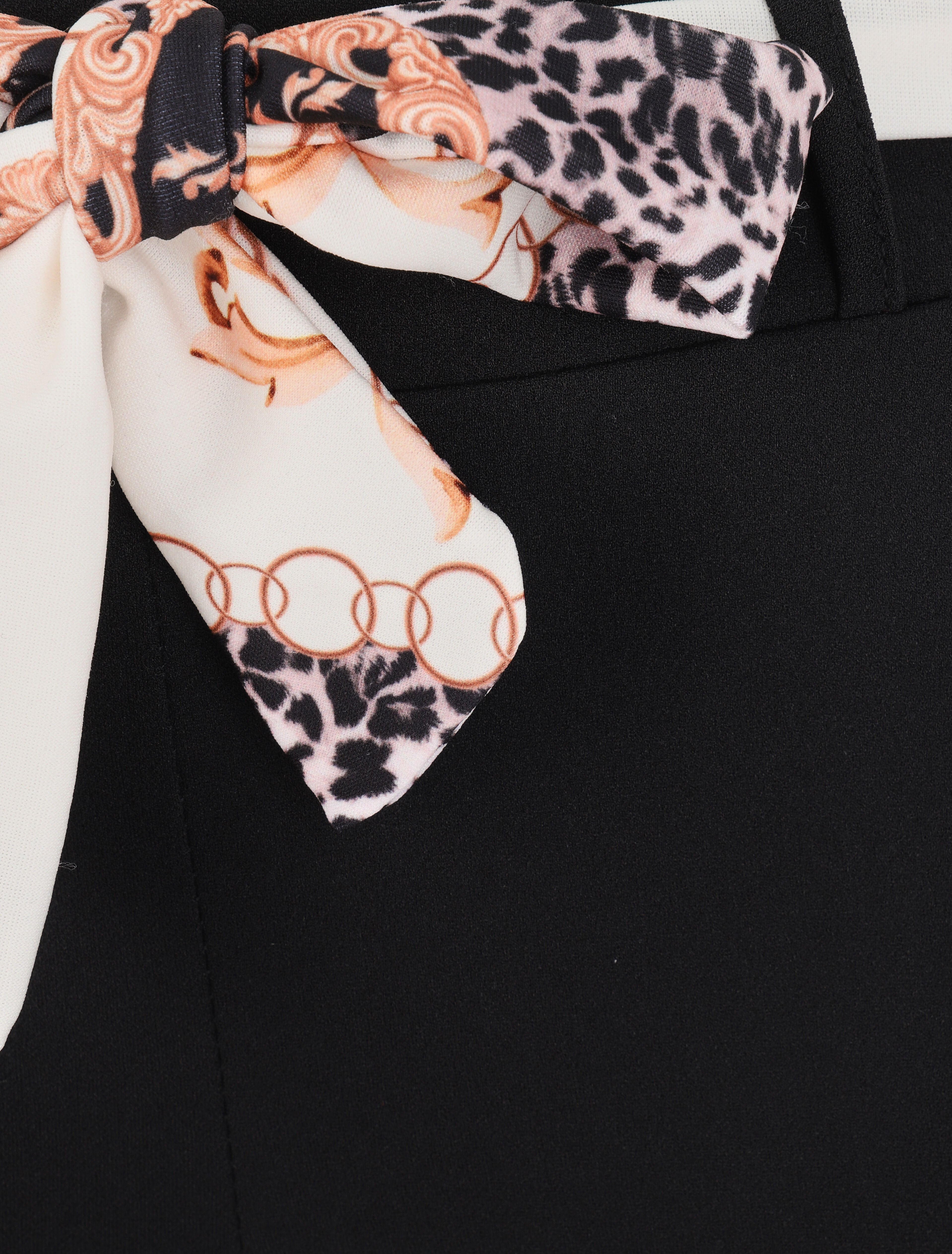Pantalon à bords à revers imprimé foulard - Blanc - 3