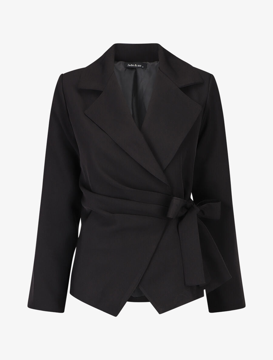 Blazer uni à nouer - Noir - 1