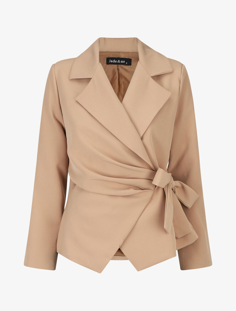 Blazer uni à nouer - Camel - 1
