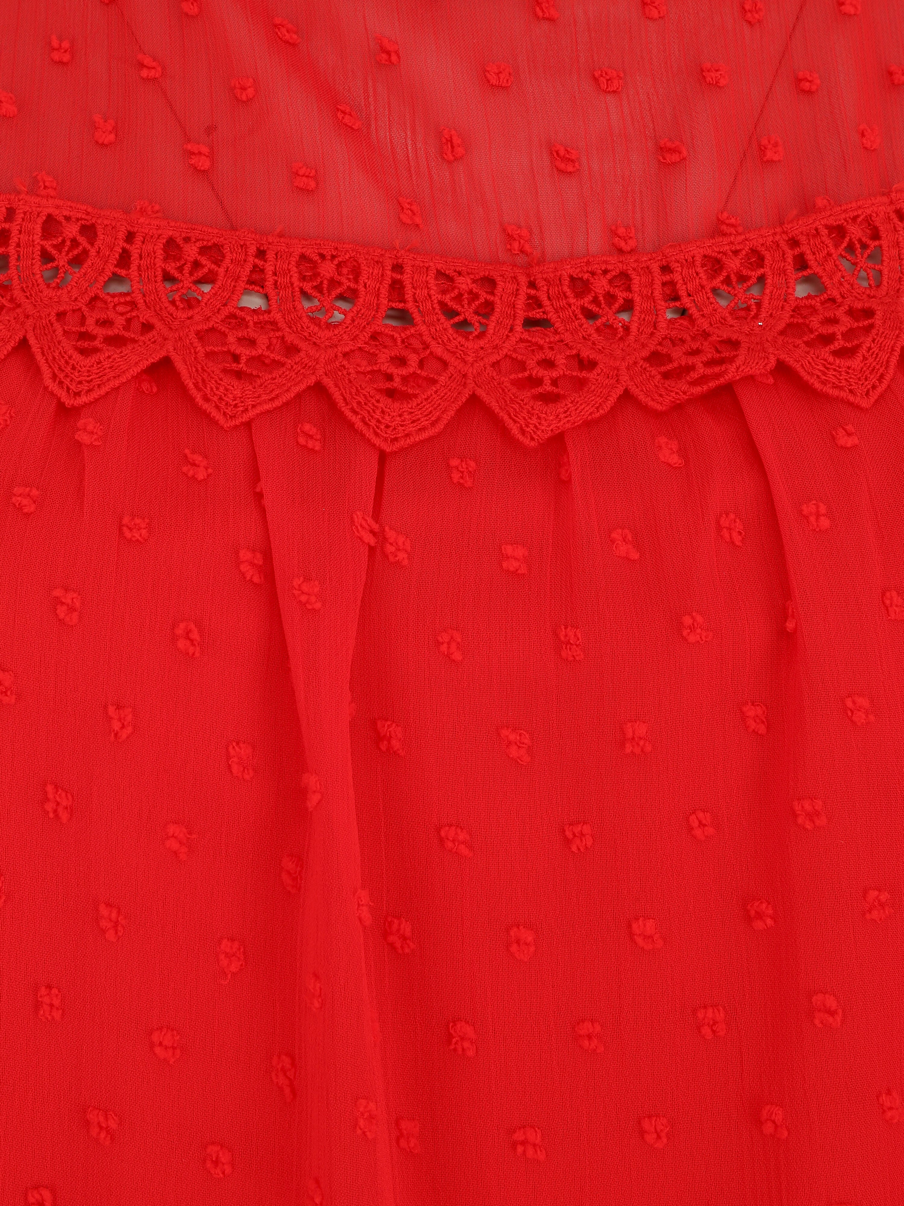 Top plumetis sans manches uni - Rouge - 3