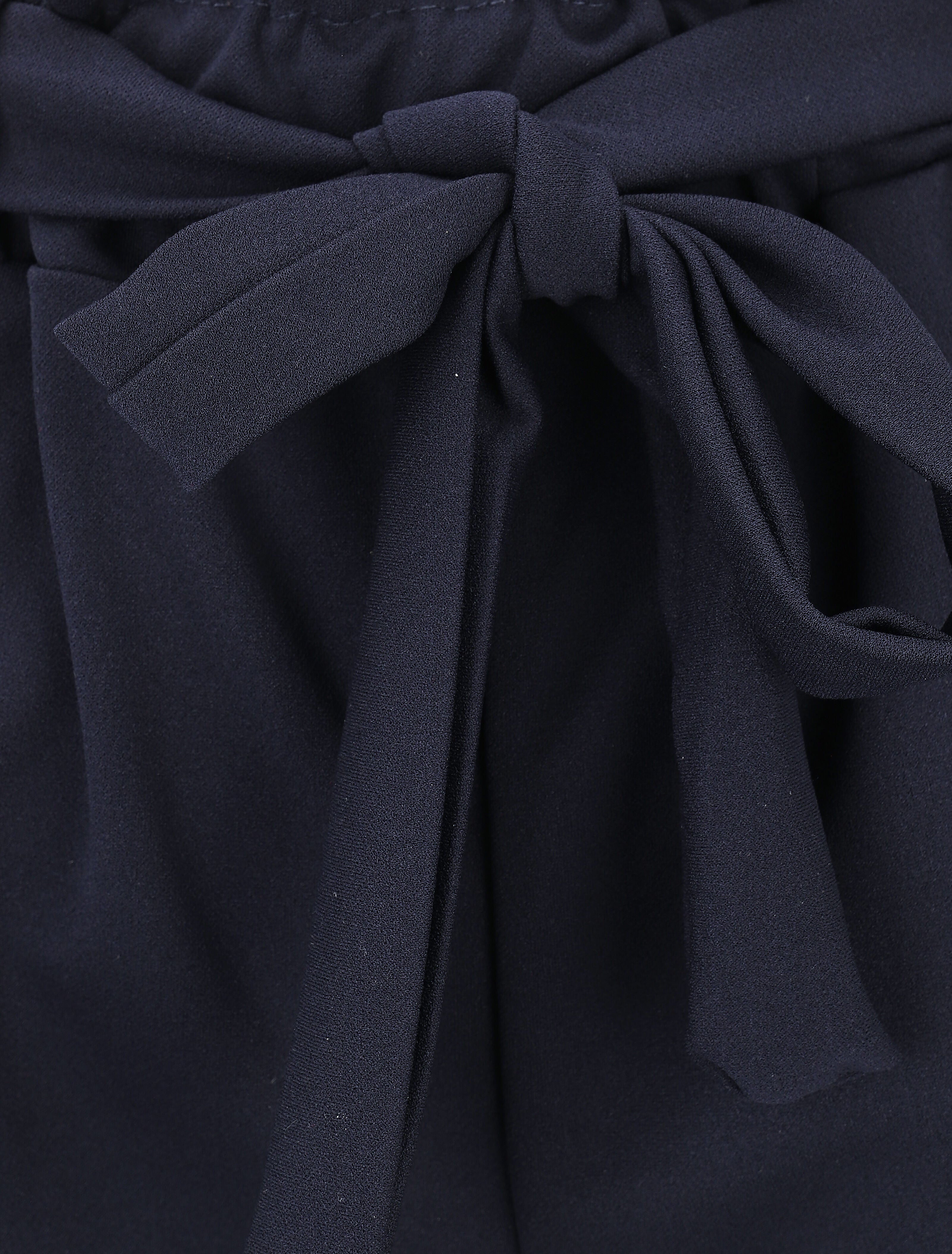Short uni élastiqué à revers - Marine - 3