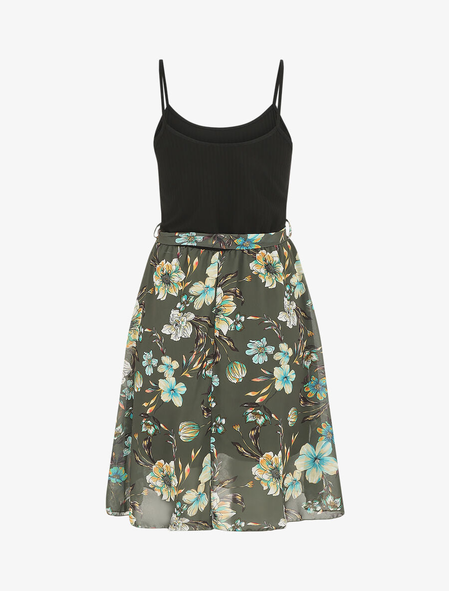 Robe mi longue bi-matière - Kaki - 2