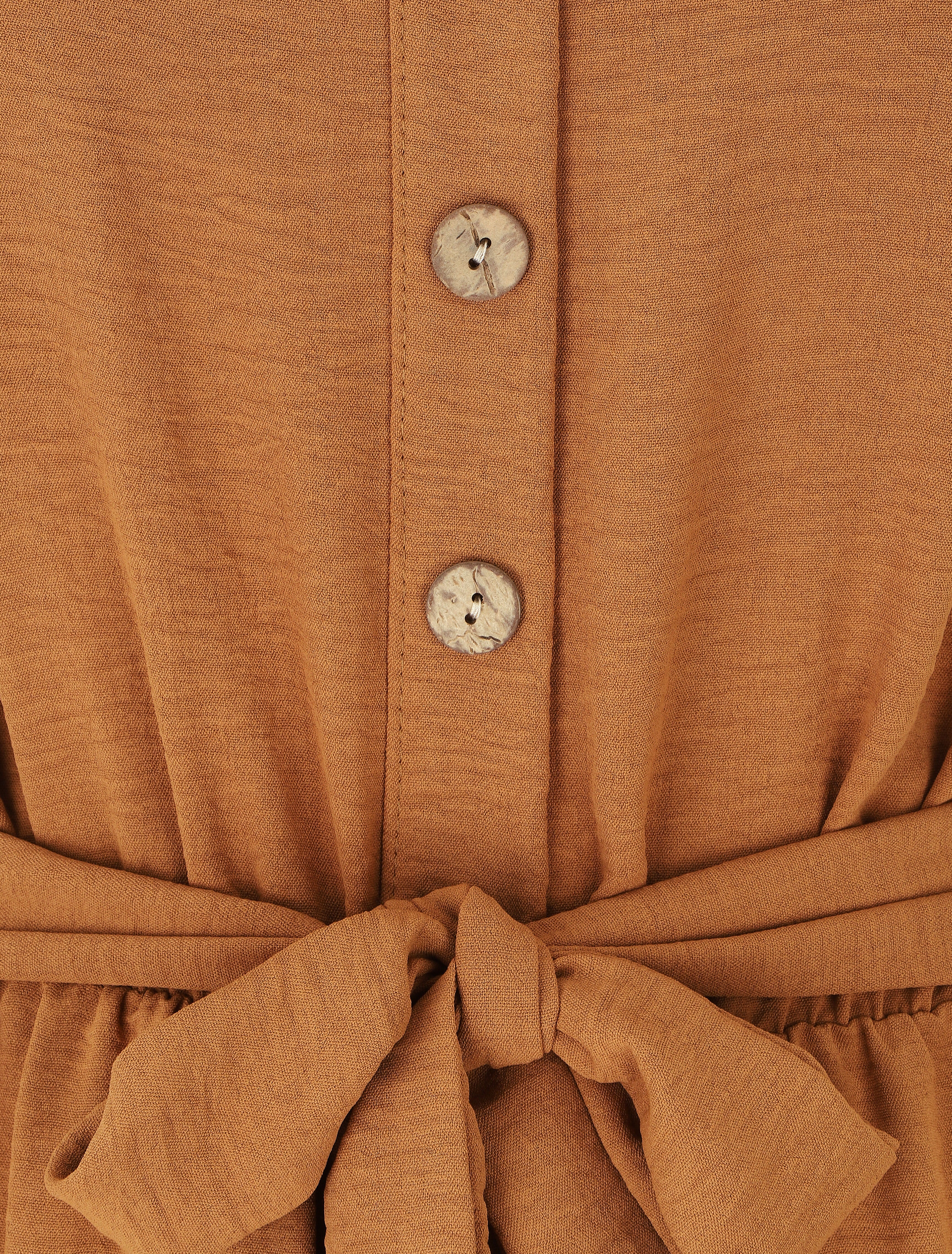 Combinaison unie fluide à taille élastiquée - Camel - 3