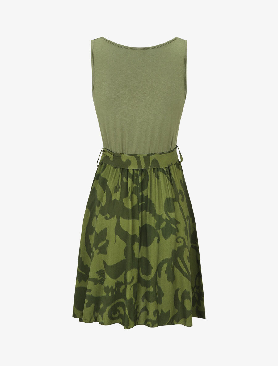 Robe bicolore à imprimé graphique - Kaki - 2