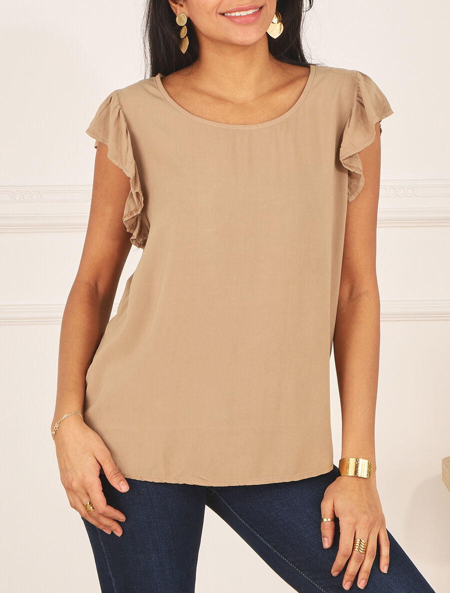 Top sans manches uni dos en crochet - Beige foncé - 4