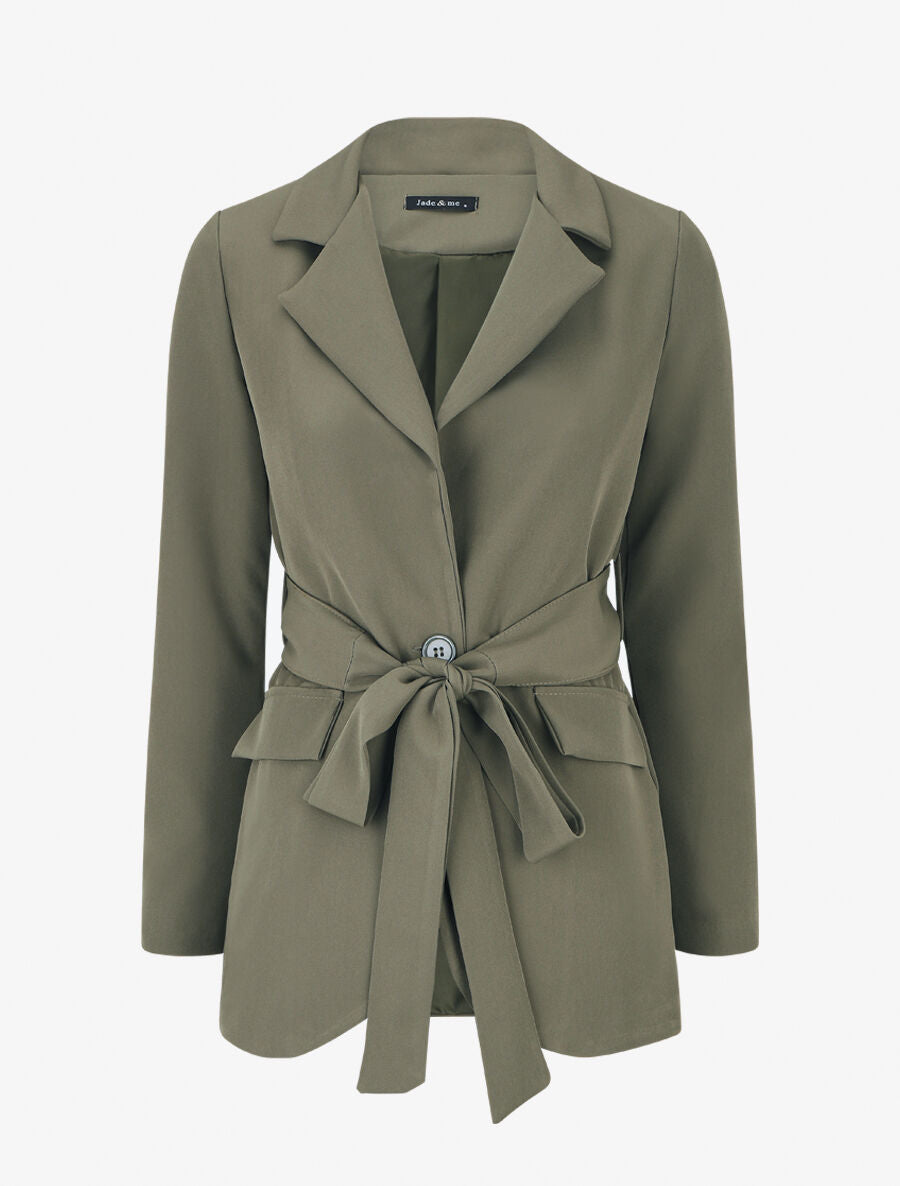 Blazer oversize ceinturé - Kaki - 5