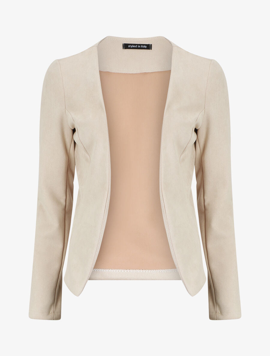 Blazer uni en suédine - Beige - 5
