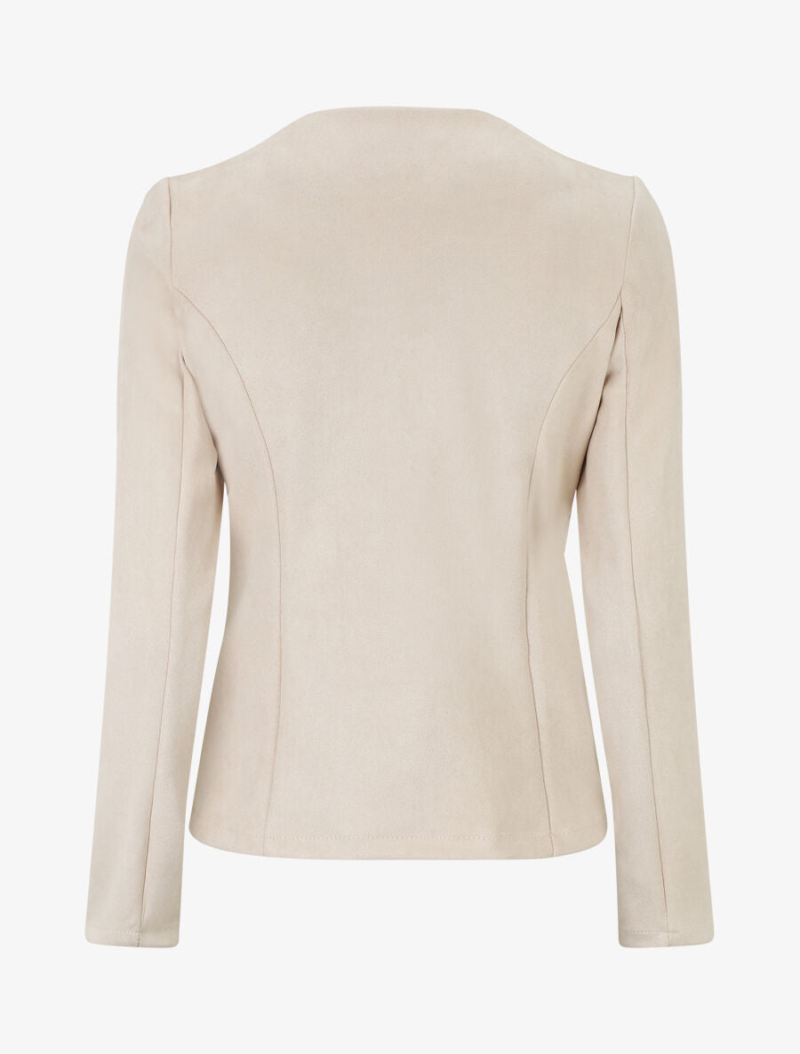 Blazer uni en suédine - Beige - 2