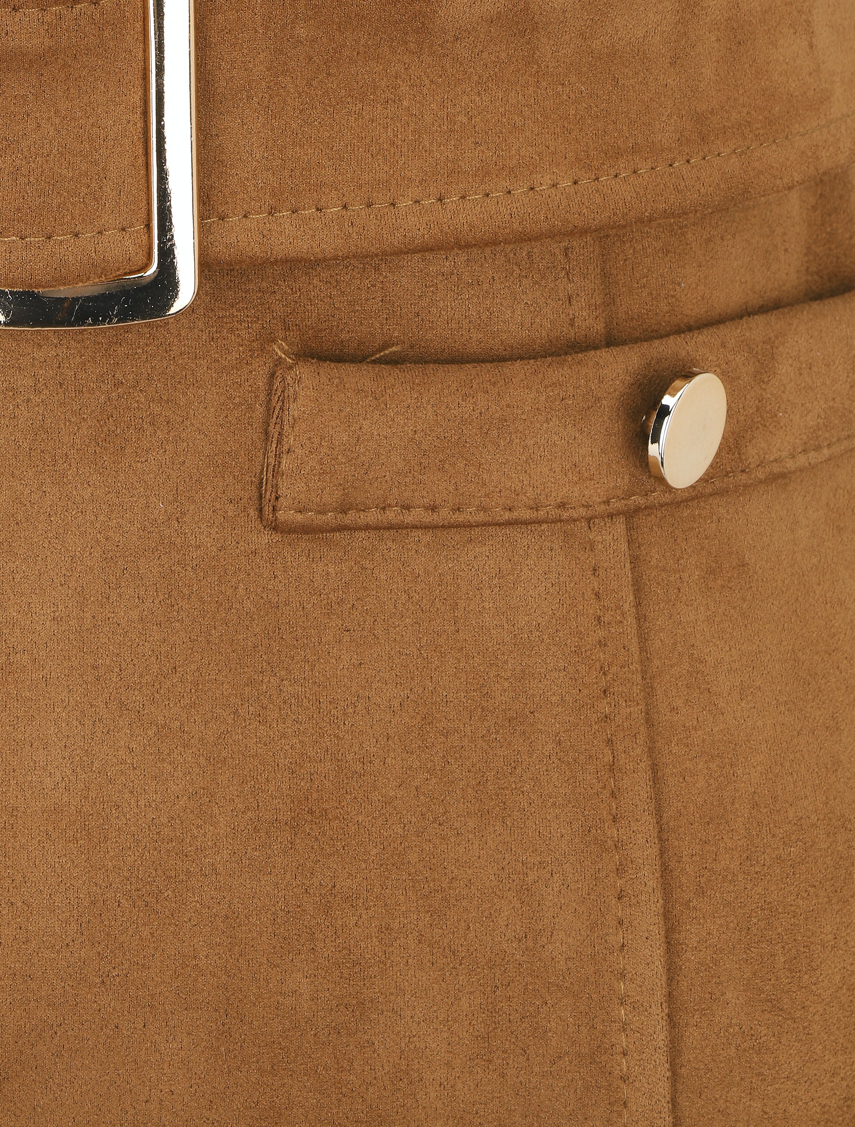 Robe courte ceinturée en suédine - Camel - 3