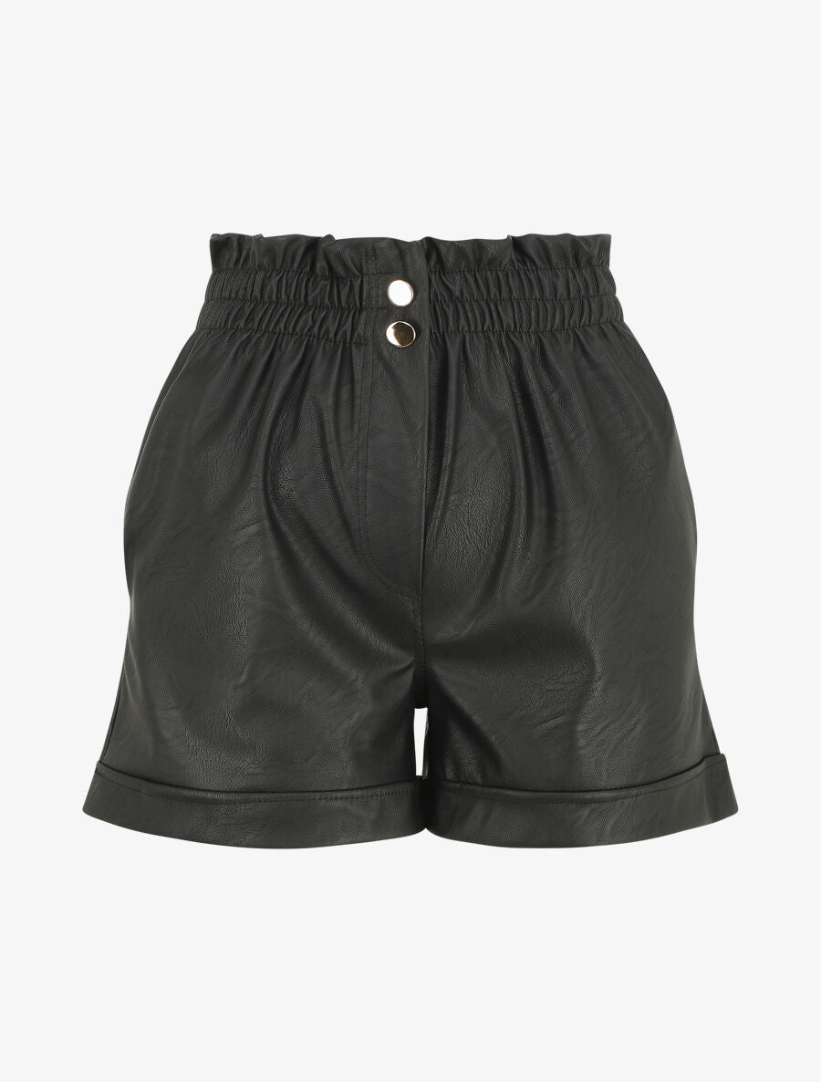 Short paperbag en simili - Noir - 5