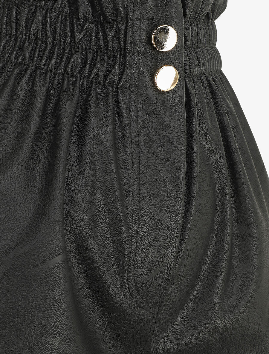 Short paperbag en simili - Noir - 3
