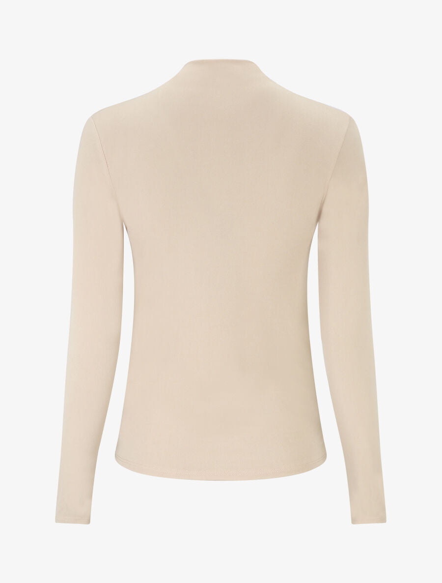 Top uni à col montant drapé - Beige - 2
