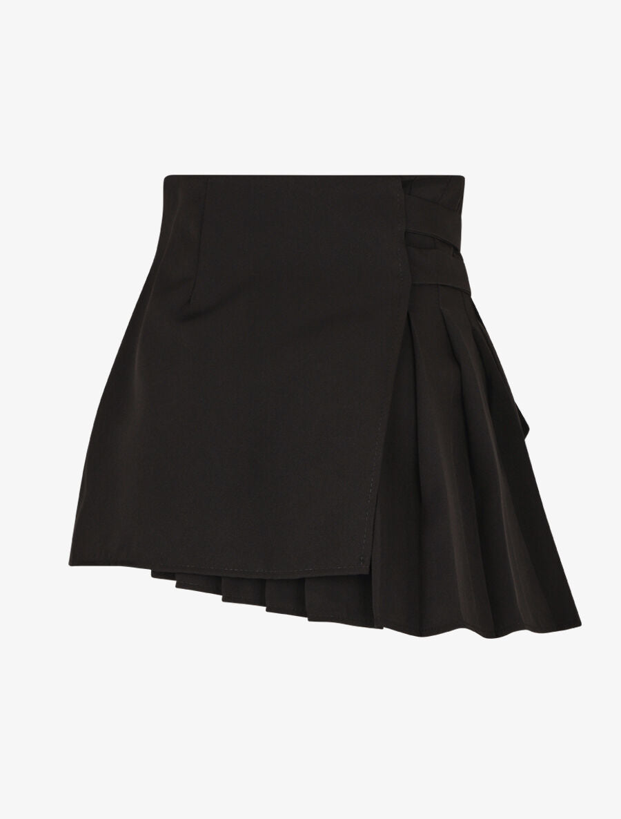 Jupe plissée effet portefeuille - Noir - 2